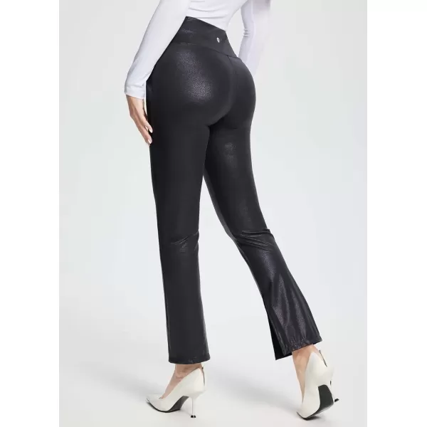 BALEAF Faux Leather Pants for Women High Waist Straight Wide Leg with Pockets Streetwear Pants Workout YogaBlack