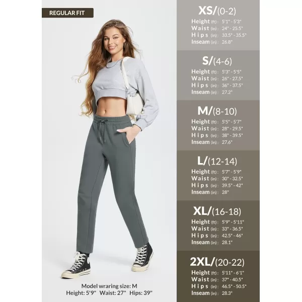 BALEAF Fleece Lined Pants Women Straight Leg Sweatpants Thermal Cotton Athletic Winter Trackpants Lounge with PocketsGreypetite 27