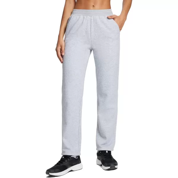 BALEAF Fleece Lined Pants Women Straight Leg Sweatpants Thermal Cotton Athletic Winter Trackpants Lounge with PocketsLight Grey