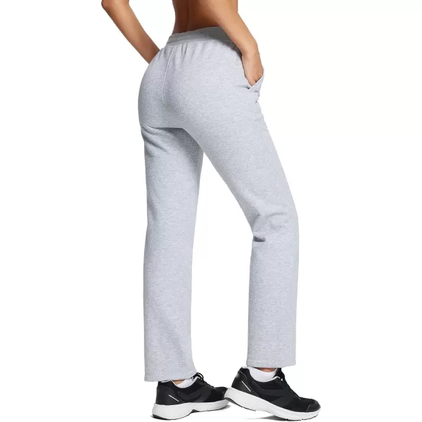 BALEAF Fleece Lined Pants Women Straight Leg Sweatpants Thermal Cotton Athletic Winter Trackpants Lounge with PocketsLight Grey