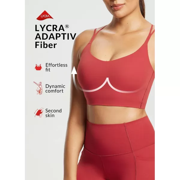 BALEAF Freeleaf Womens Longline Strappy Sports Bra Padded Yoga Bralette Low Impact Spaghetti Workout Crop TopLava Falls