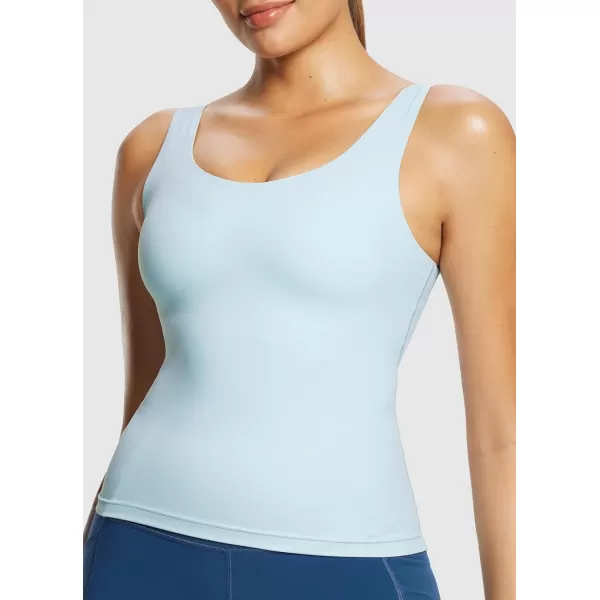 BALEAF Freeleaf Womens Workout Tank Tops Longline Yoga Sports Bra Sleeveless U Back Low Impact Athletic CamisolePastel Blue