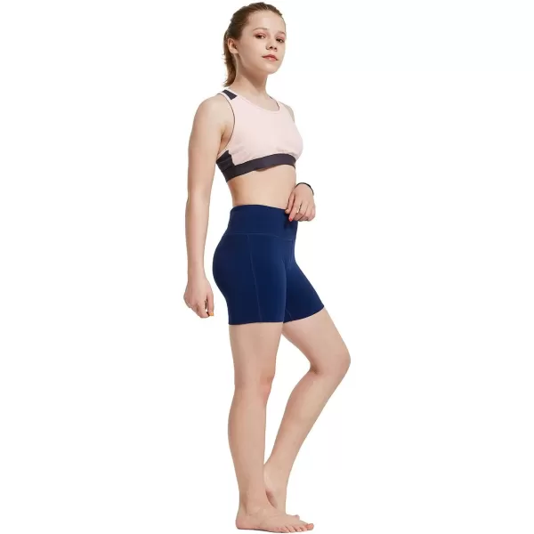 BALEAF Girls 4 Volleyball Shorts Youth Dance Spandex Running Kids Athletic Yoga Biker Shorts with Pocket4navy