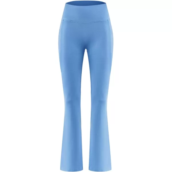 BALEAF Girls Flare Leggings with Pockets High Waist Flared Yoga Pants Tummy Control Bell Bottoms for Girls Yoga DanceLight Blue