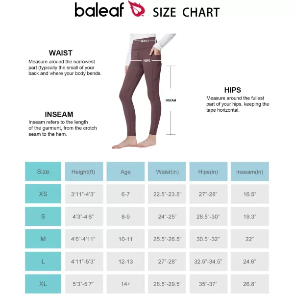 BALEAF Girls Fleece Lined Leggings Kids Warm Pants Youth Compression Yoga Athletic School Pants with PocketsBrown