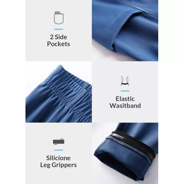BALEAF Girls Horse Riding Pants Kids Equestrian Breeches KneePatch Youth Schooling Tights Pocket UPF504blue