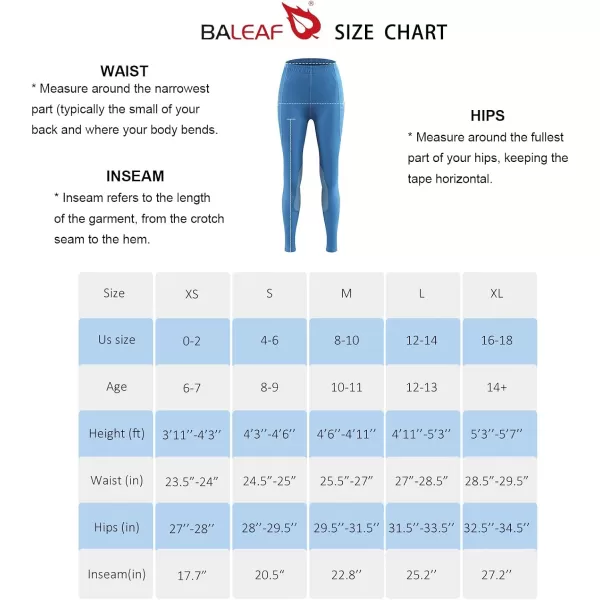 BALEAF Girls Horse Riding Pants Kids Equestrian Breeches KneePatch Youth Schooling Tights Pocket UPF506light Blue