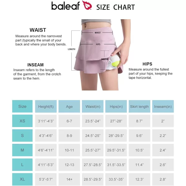 BALEAF Girls Tennis Skirt UPF50 Sports Golf Skort Kids Athletic Running Casual School Workout w Zip Pockets and ShortsLight Purple