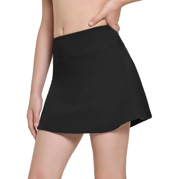 BALEAF Girls Tennis Skirts Pleated Golf Skorts with Shorts Pockets Athletic School Workout Adjustable Waist UPF50Black