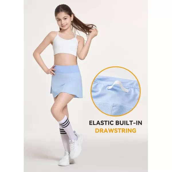 BALEAF Girls Tennis Skirts Pleated Golf Skorts with Shorts Pockets Athletic School Workout Adjustable Waist UPF50Blue