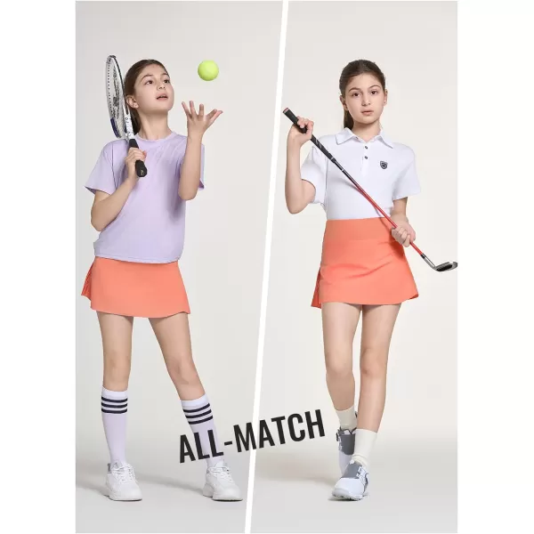 BALEAF Girls Tennis Skirts Pleated Golf Skorts with Shorts Pockets Athletic School Workout Adjustable Waist UPF50Coral