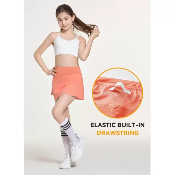 BALEAF Girls Tennis Skirts Pleated Golf Skorts with Shorts Pockets Athletic School Workout Adjustable Waist UPF50Coral