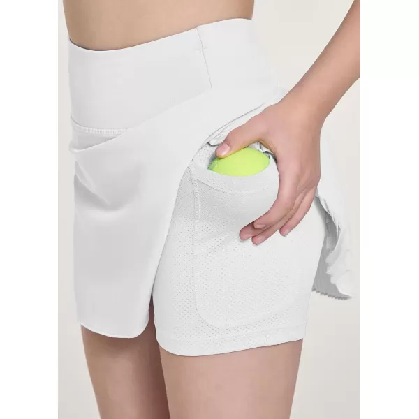 BALEAF Girls Tennis Skirts Pleated Golf Skorts with Shorts Pockets Athletic School Workout Adjustable Waist UPF50White