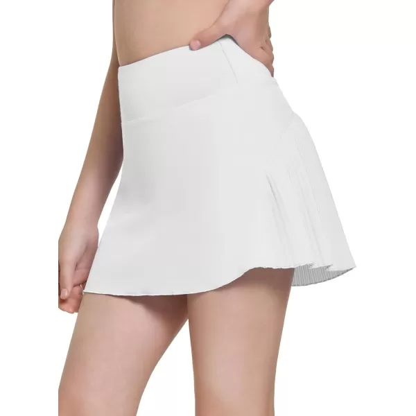 BALEAF Girls Tennis Skirts Pleated Golf Skorts with Shorts Pockets Athletic School Workout Adjustable Waist UPF50White