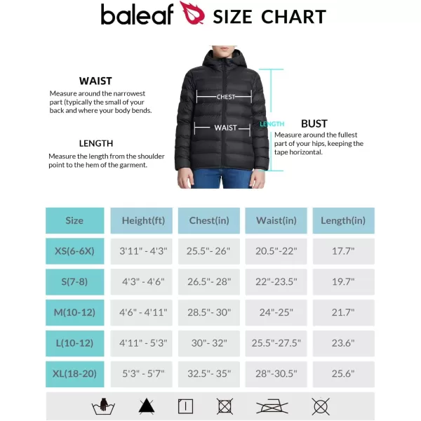 BALEAF Kids Puffer Down Jackets with Hood for Boys Girls Ultralight Packable Cold Winter Lightweight OuterwearBlack