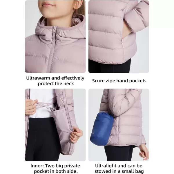 BALEAF Kids Puffer Down Jackets with Hood for Boys Girls Ultralight Packable Cold Winter Lightweight OuterwearPink