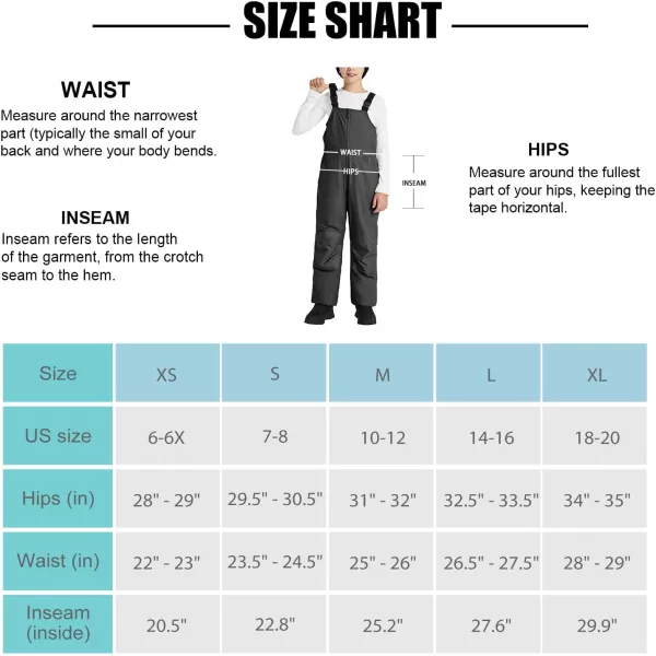 BALEAF Kids Snow Bibs Insulated Waterproof Overalls for BoysGirls Youth Winter Ice Fishing Snowsuit Ski PantsGrey