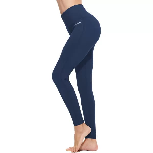 BALEAF Leggings with Pockets for Women High Waisted Workout Tummy Control Compression Athletic Running Yoga PantsDark Blue