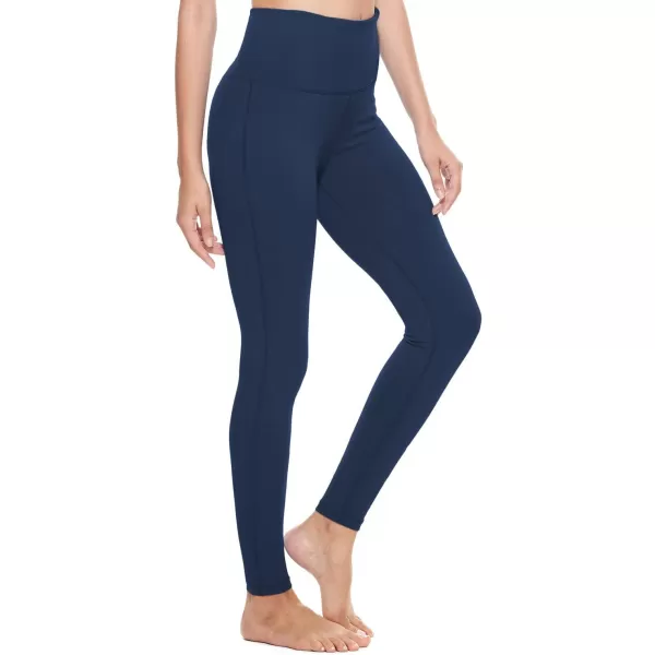 BALEAF Leggings with Pockets for Women High Waisted Workout Tummy Control Compression Athletic Running Yoga PantsDark Blue