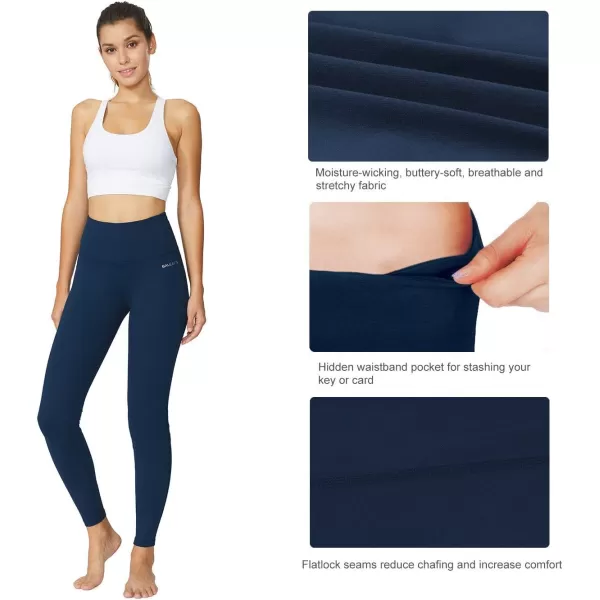 BALEAF Leggings with Pockets for Women High Waisted Workout Tummy Control Compression Athletic Running Yoga PantsDenim Blue