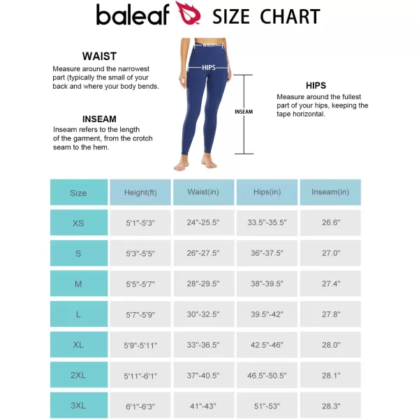 BALEAF Leggings with Pockets for Women High Waisted Workout Tummy Control Compression Athletic Running Yoga PantsNavy Blue27