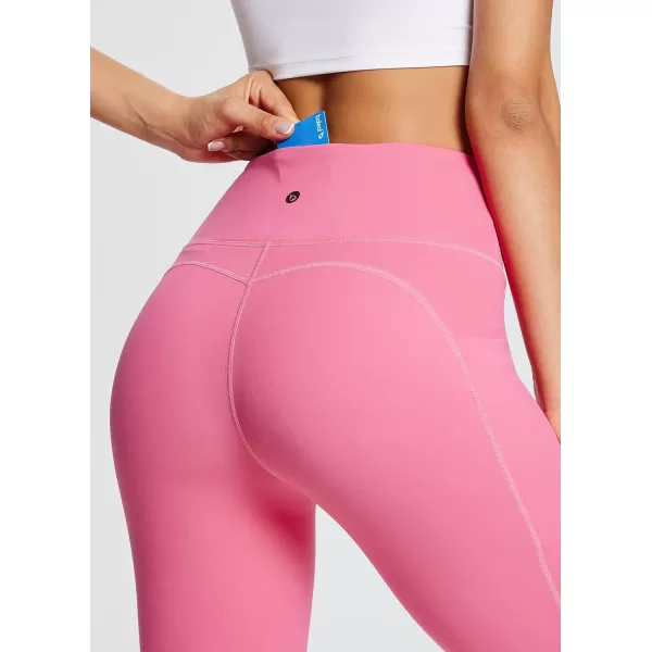 BALEAF Leggings with Pockets for Women Tummy Control Workout High Waisted Athletic 78 Soft Gym Yoga Ankle Pants23 inseam Hot Pink