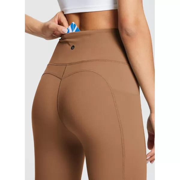 BALEAF Leggings with Pockets for Women Tummy Control Workout High Waisted Athletic 78 Soft Gym Yoga Ankle Pants25 inseam Caramel Caf