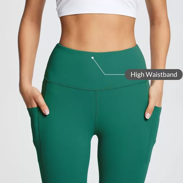 BALEAF Leggings with Pockets for Women Tummy Control Workout High Waisted Athletic 78 Soft Gym Yoga Ankle Pants25 inseam Dark Green