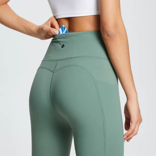 BALEAF Leggings with Pockets for Women Tummy Control Workout High Waisted Athletic 78 Soft Gym Yoga Ankle Pants25 inseam Green