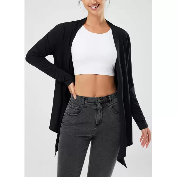 BALEAF Lightweight Summer Cardigan for Women Long Sleeve Thin Open Front Casual Yoga Flowy Cardigan with PocketsBlack