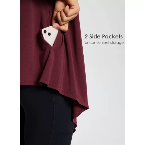 BALEAF Lightweight Summer Cardigan for Women Long Sleeve Thin Open Front Casual Yoga Flowy Cardigan with PocketsWine Red