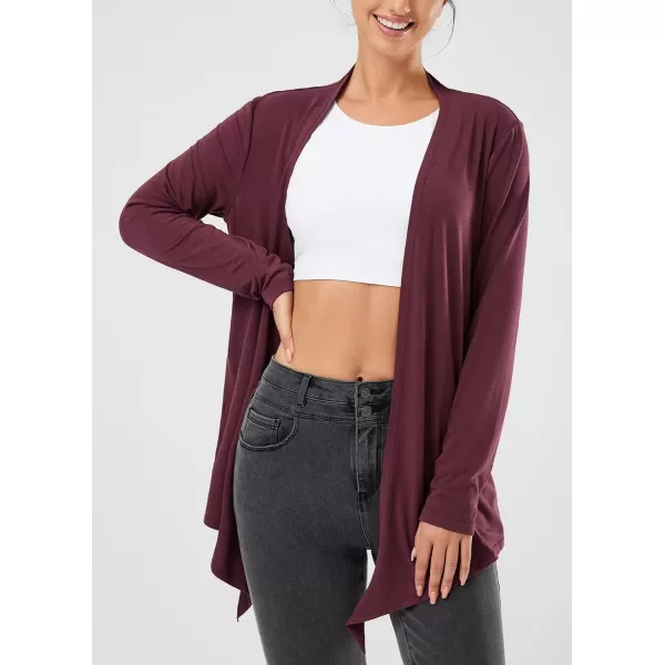 BALEAF Lightweight Summer Cardigan for Women Long Sleeve Thin Open Front Casual Yoga Flowy Cardigan with PocketsWine Red