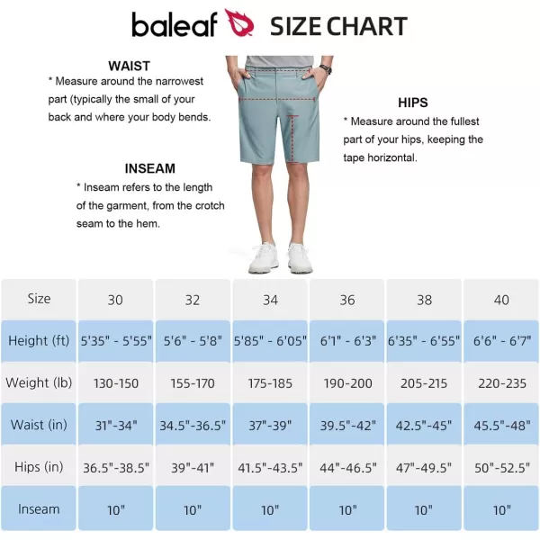 BALEAF Mens 10 Golf Shorts Stretch Dress Shorts Chino Flat Front Quick Dry Lightweight Casual with PocketsBlue