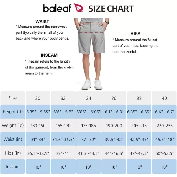 BALEAF Mens 10 Golf Shorts Stretch Dress Shorts Chino Flat Front Quick Dry Lightweight Casual with PocketsGray