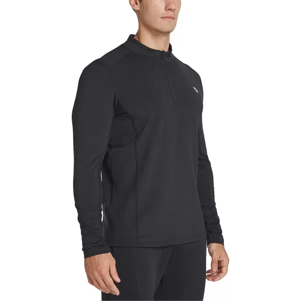 BALEAF Mens 14 Zip Pullover Running Shirts Long Sleeved Tops Back PocketedFleece Lined  Black