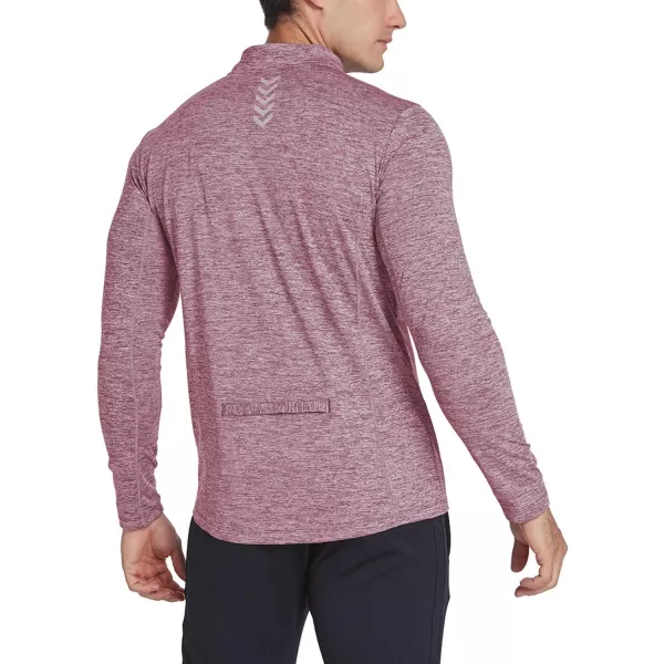 BALEAF Mens 14 Zip Pullover Running Shirts Long Sleeved Tops Back PocketedFleece Lined  Heather Coral