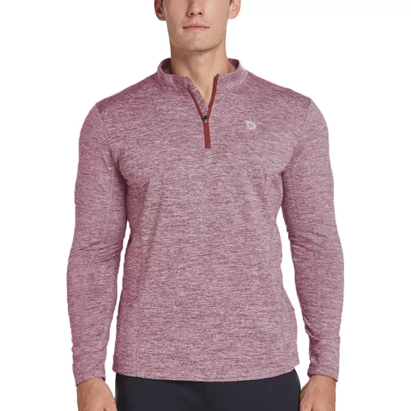 BALEAF Mens 14 Zip Pullover Running Shirts Long Sleeved Tops Back PocketedFleece Lined  Heather Coral