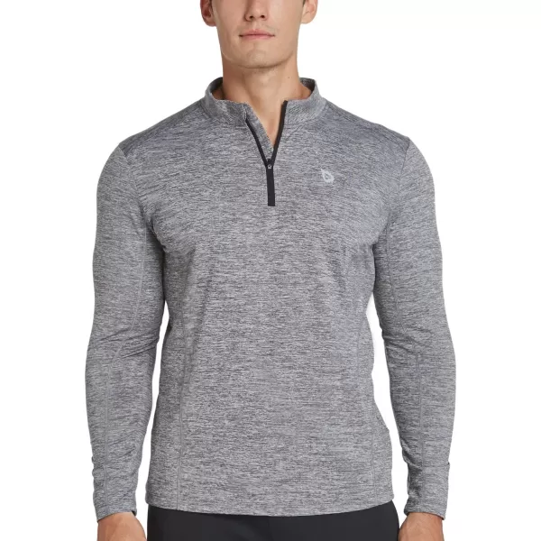 BALEAF Mens 14 Zip Pullover Running Shirts Long Sleeved Tops Back PocketedFleece Lined  Heather Gray