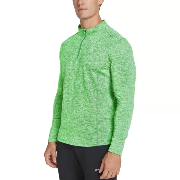 BALEAF Mens 14 Zip Pullover Running Shirts Long Sleeved Tops Back PocketedFleece Lined  Heather Green