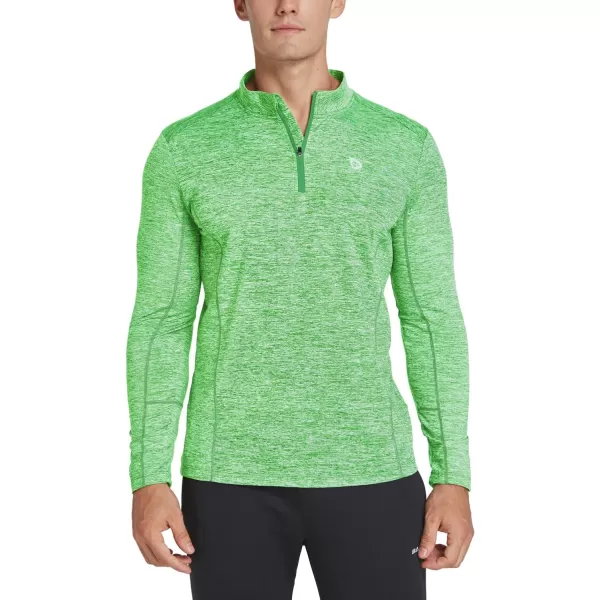 BALEAF Mens 14 Zip Pullover Running Shirts Long Sleeved Tops Back PocketedFleece Lined  Heather Green