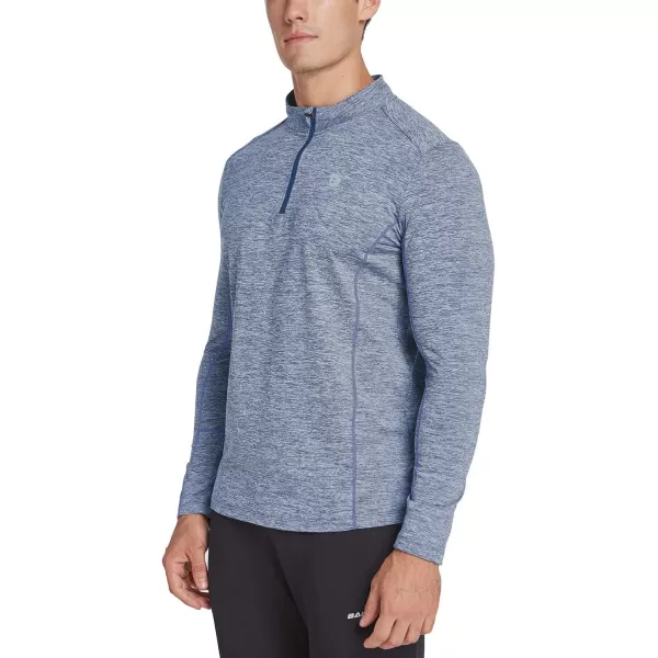 BALEAF Mens 14 Zip Pullover Running Shirts Long Sleeved Tops Back PocketedFleece Lined  Heather Sky Blue