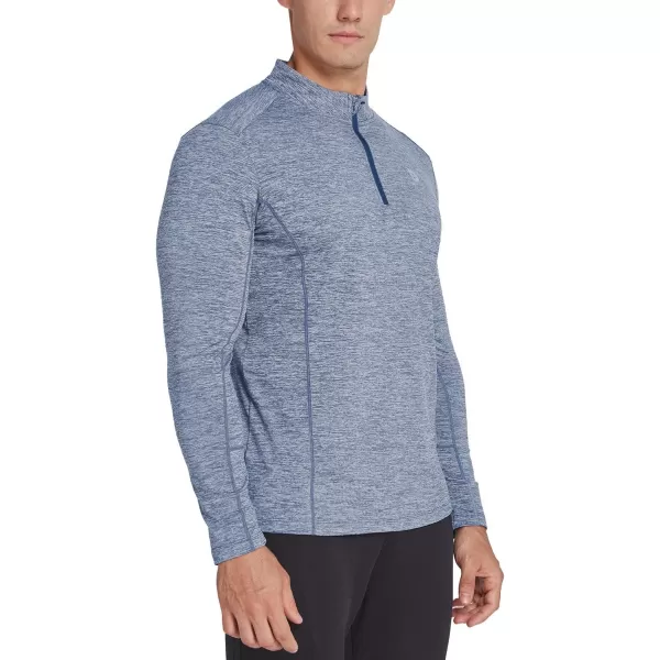 BALEAF Mens 14 Zip Pullover Running Shirts Long Sleeved Tops Back PocketedFleece Lined  Heather Sky Blue