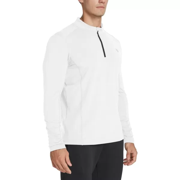 BALEAF Mens 14 Zip Pullover Running Shirts Long Sleeved Tops Back PocketedFleece Lined  White