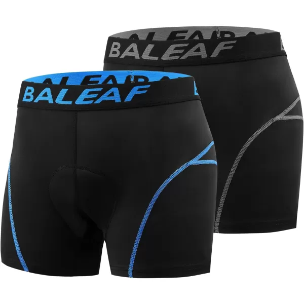 BALEAF Mens 2 Pack 3D Padded Cycling Underwear Bike Shorts with Padding Mountain Biking Bicycle Clothes MTB Liner05bluegrey2 Pack