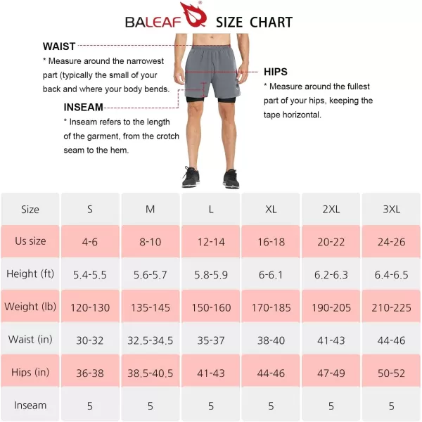 BALEAF Mens 2 in 1 Athletic Running Shorts 5 Quick Dry Lined Workout Shorts with Zipper PocketGreyBlack