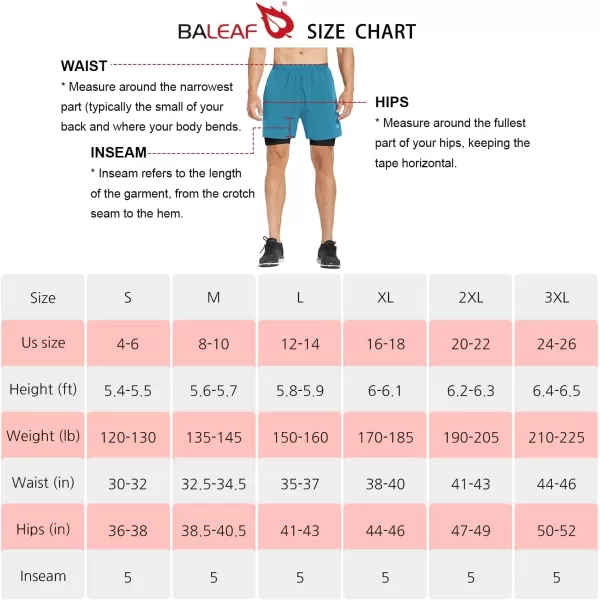 BALEAF Mens 2 in 1 Athletic Running Shorts 5 Quick Dry Lined Workout Shorts with Zipper PocketLight BlueBlack