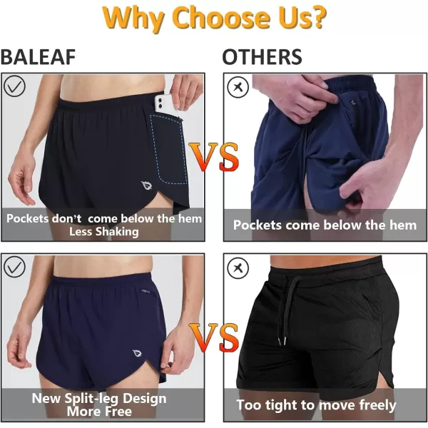 BALEAF Mens 3 Running Gym Shorts Athletic Liner 2 Zipper Pockets Quick DryBALEAF Mens 3 Running Gym Shorts Athletic Liner 2 Zipper Pockets Quick Dry