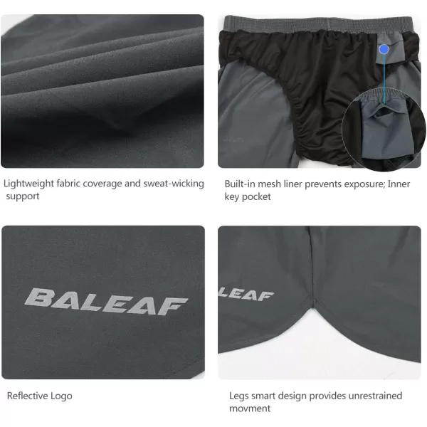 BALEAF Mens 3 Running Shorts Gym Quick Dry Athletic Workout Pocket Lightweight BriefGray