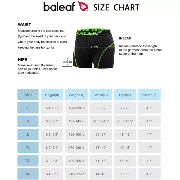 BALEAF Mens 3D Padded Bike Shorts Cycling Underwear MTB LinerBlackGreen