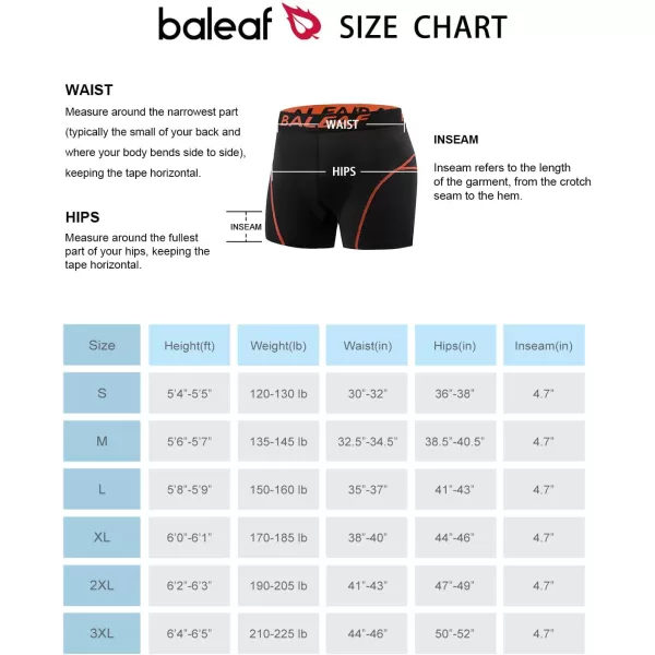 BALEAF Mens 3D Padded Bike Shorts Cycling Underwear MTB LinerBlackOrange